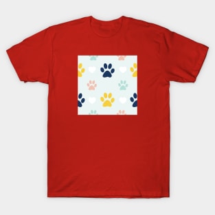 Colorful Puppy Dog Paw Pattern T-Shirt